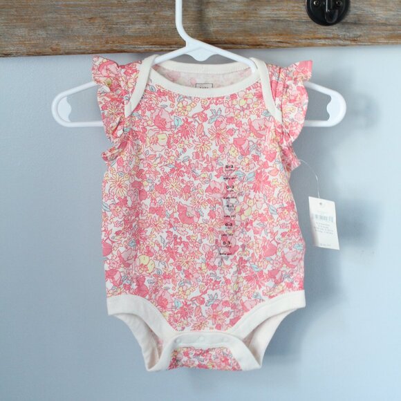 GAP Size 0-3M Floral Diaper Shirt - Picture 1 of 2